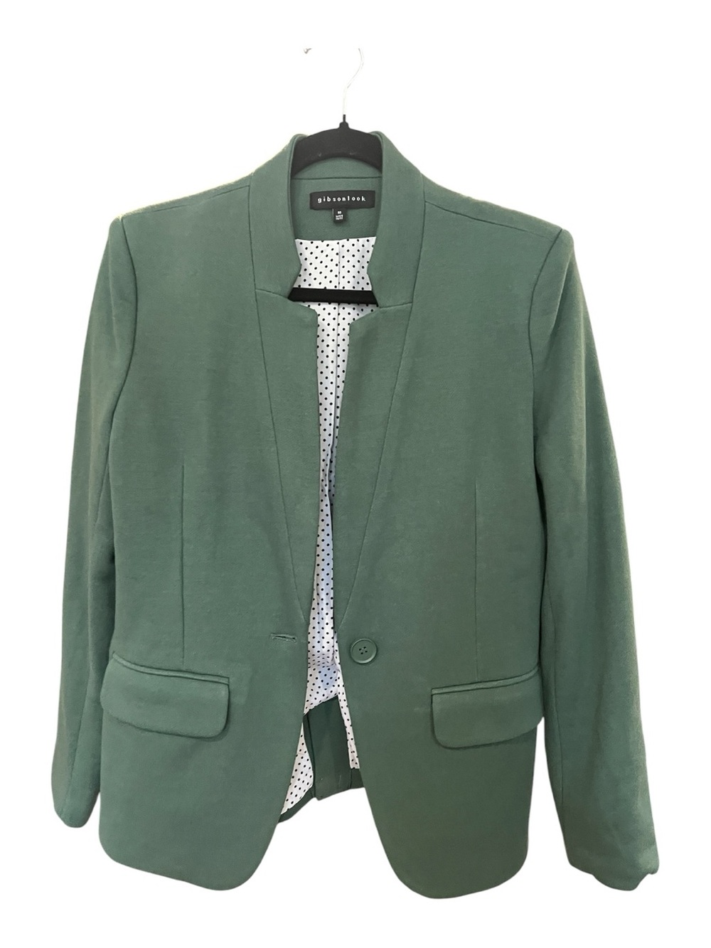 Gibson Sage Green Blazer with Polka Dot Lining NWOT